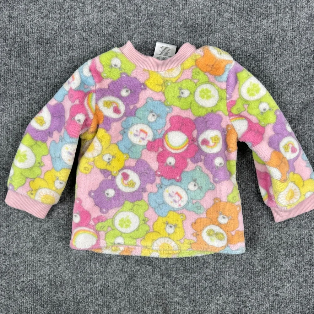 Care Bears Sweatshirt Baby Size 12M Pink Multicolor Fleece Long Sleeve Pullover